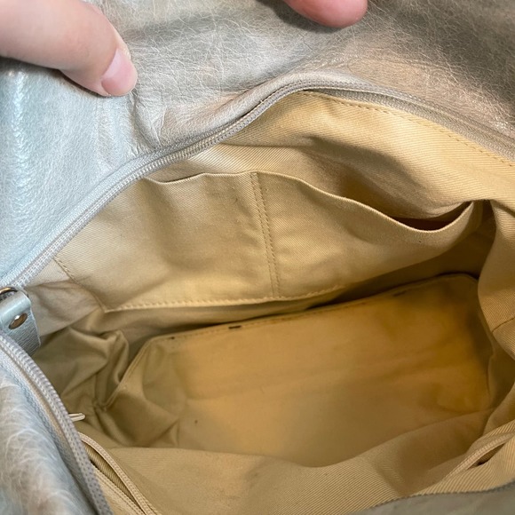 Roberta Gandolfi Women's Gray Genuine Leather Big Ribbon Tote Carryall Handbag - Picture 7 of 13